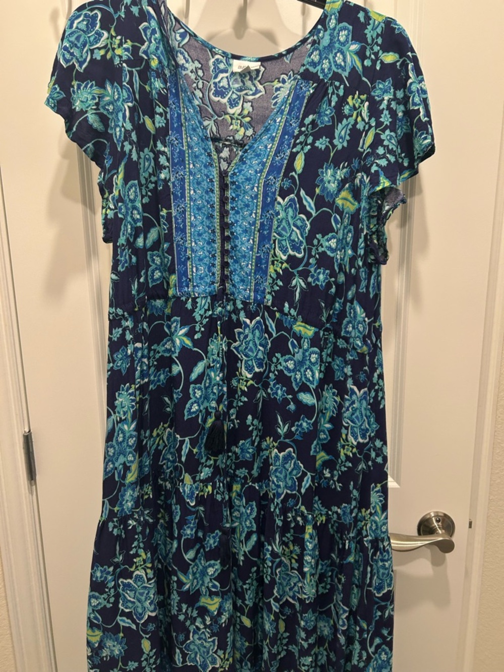 Avenue Navy Floral Tie-Front Maxi Dress